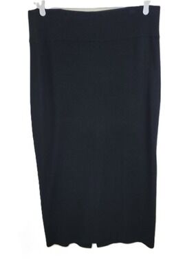 Eileen Fisher Wool Blend Pencil Skirt Midi Length Black Knit Women's Size L